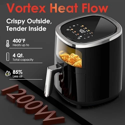 Compact Air Fryer 9-in-1 with Smart Digital Color TouchScreen — Air Fryer, Whuto