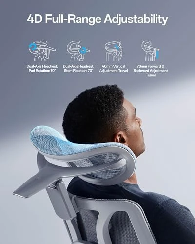 E3 Pro 2026 Edition Ergonomic Office Chair, Mesh Desk Chair with 3-Zone Floating Lumbar Support, Upgraded 4D Headrest,... — Smart Chairs, Hbada