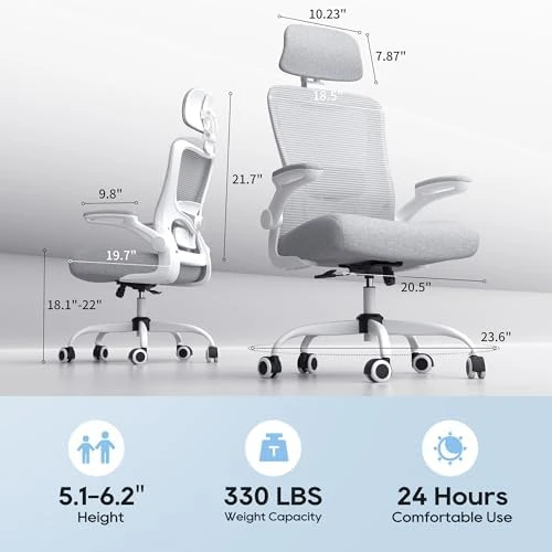 Ergonomic Mesh Desk Chair with Adjustable Lumbar Support and Headrest — Smart Chairs, Zeonsit