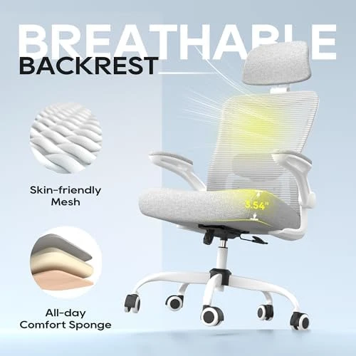 Ergonomic Mesh Desk Chair with Adjustable Lumbar Support and Headrest — Smart Chairs, Zeonsit