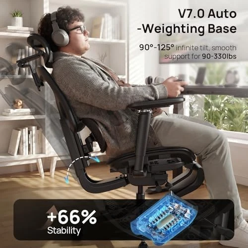 Ergonomic Office Chair with Adaptive Dual-Wing Lumbar Support — Smart Chairs, CabeVibe