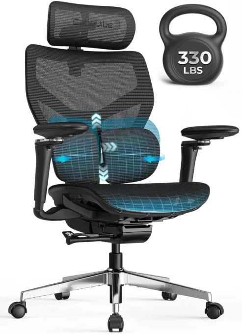 Ergonomic Office Chair with Adaptive Dual-Wing Lumbar Support — Smart Chairs, CabeVibe