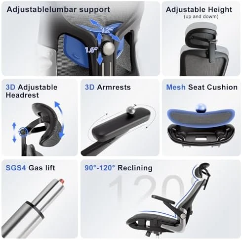Ergonomic Office Chair with Mesh Seat Cushion and 3D Armrests — Smart Chairs, marrap