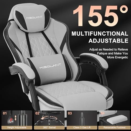 Fabric Gaming Chair with Footrest — Smart Chairs, Misolant