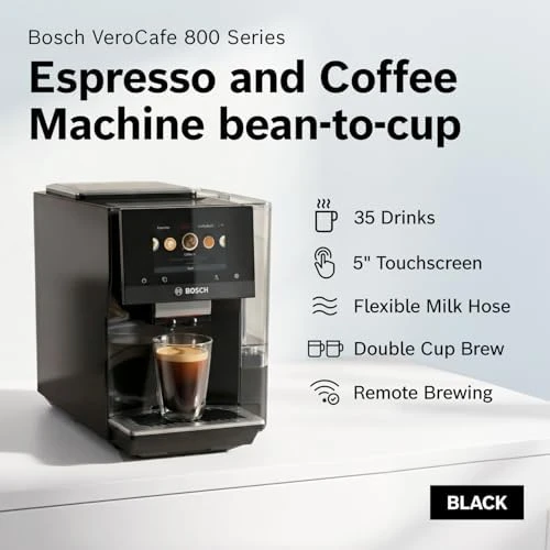 Fully Automatic Coffee and Espresso Machine - 35 Drinks, Double Cup Barista Style Super Coffee Maker - Touchscreen,... — Coffee Maker, BOSCH