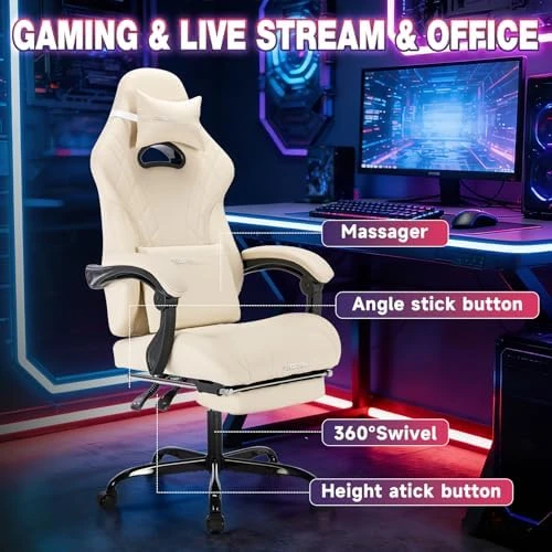 Gaming Chair with Footrest and Massage Lumbar Support — Smart Chairs, NIONIK