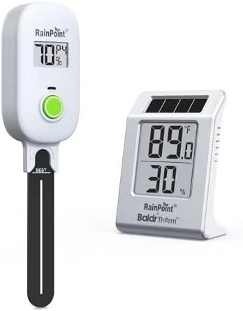 Light-Driven Thermo-Hygrometer & Smart Digital Wireless Soil Moisture Meter Kit — Soil Moisture Sensor, RainPoint