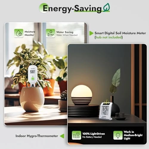 Light-Driven Thermo-Hygrometer & Smart Digital Wireless Soil Moisture Meter Kit — Soil Moisture Sensor, RainPoint