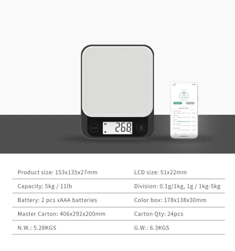 Smart Kitchen Scale for Weight Loss & Cooking — Smart Scale, HAIZHIHUI
