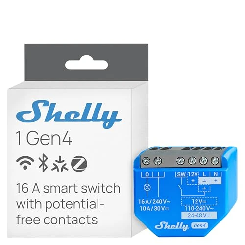 1 Gen4 Wi-Fi, Zigbee & Matter Smart Relay Switch with Dry Contacts, 1-Channel 16A — Smart Switch, Shelly