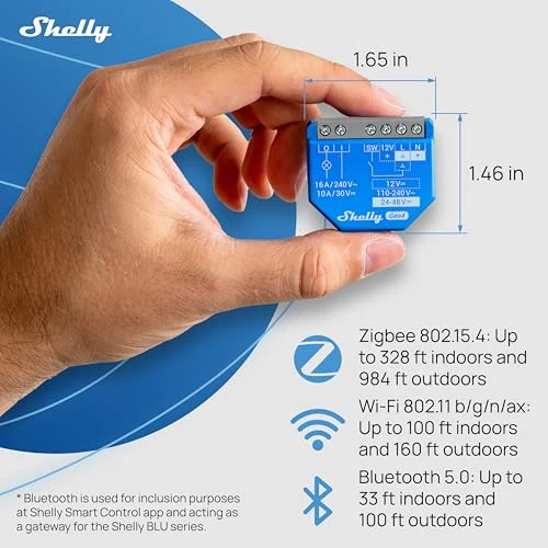 1 Gen4 Wi-Fi, Zigbee & Matter Smart Relay Switch with Dry Contacts, 1-Channel 16A — Smart Switch, Shelly