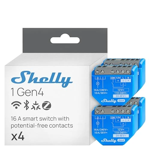 1 Gen4 Wi-Fi, Zigbee & Matter Smart Relay Switch with Dry Contacts, 1-Channel 16A — Smart Switch, Shelly