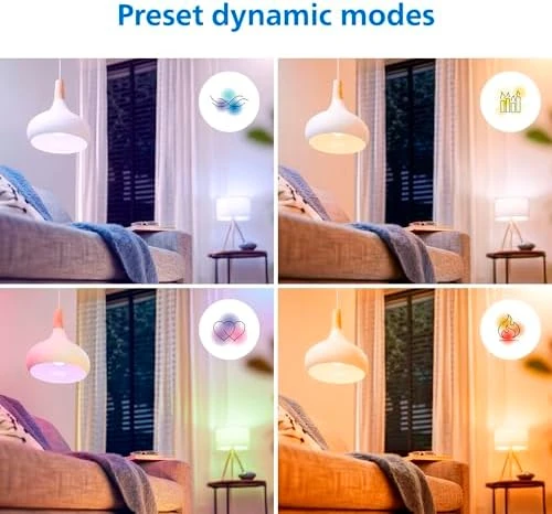 Smart LED Full Color Light Bulb 4-Pack, A19 60W 800LM E26 Indoor — Smart Light Bulb, Philips