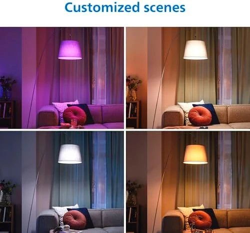 Smart LED Full Color Light Bulb 4-Pack, A19 60W 800LM E26 Indoor — Smart Light Bulb, Philips