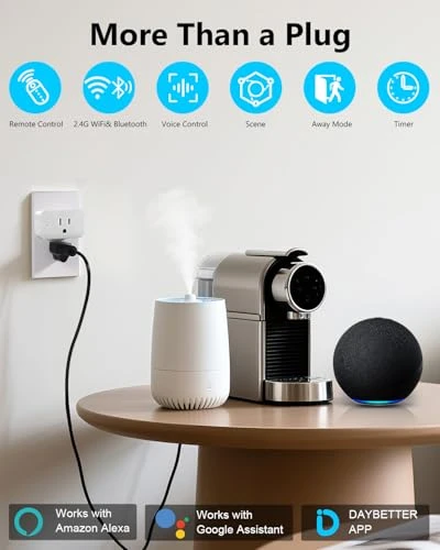 Smart Plug Max 15A/1800W, Compatible with Alexa and Google Home — Smart Plug, DAYBETTER
