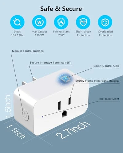 Smart Plug Max 15A/1800W, Compatible with Alexa and Google Home — Smart Plug, DAYBETTER