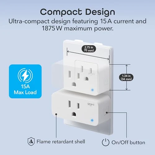 Smart Plug Mini 15A WiFi Outlet 2-Pack — Smart Plug, Geeni