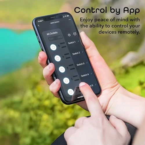 Smart Surge Protector Power Strip with 6 Wi-Fi Controlled Outlets, Real-Time Energy Monitoring, 3ft Extension Cord, App... — Smart Plug, Geeni