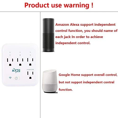 Smart Tap 2-Pack, 4-Outlet Smart Plug WiFi Outlet Wall Tap — Smart Plug, KMC