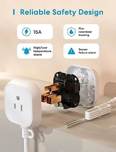Smart Temperature Controller with Wi-Fi Thermostat and Outlet — Smart Thermostat, meross