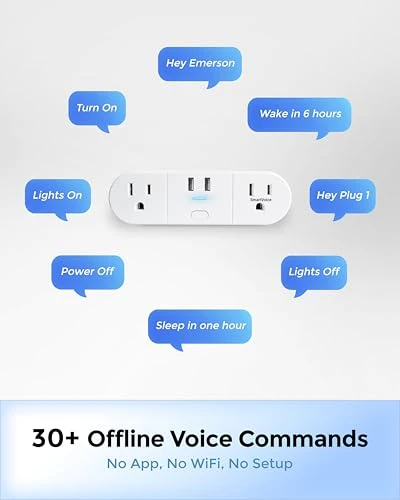 SmartVoice 4-in-1 Dual Wall Plug — Smart Plug, Emerson