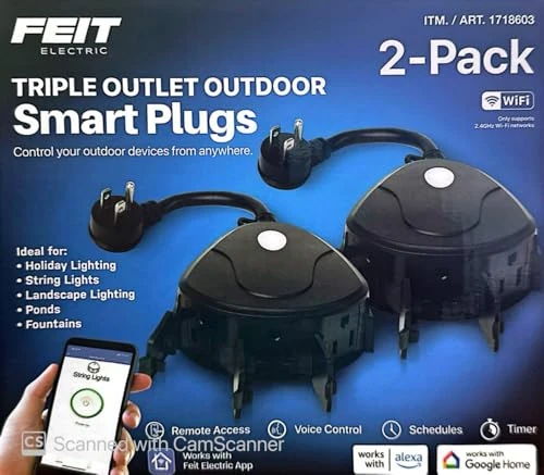Triple Outlet Outdoor Smart Plugs, 2-Pack — Smart Plug, Feit Electric