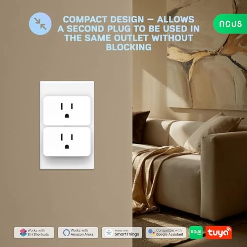 Wi-Fi Smart Plug 15A, Dual-Band 2.4GHz & 5GHz, Energy Monitoring, 2 Pack — Smart Plug, NOUS