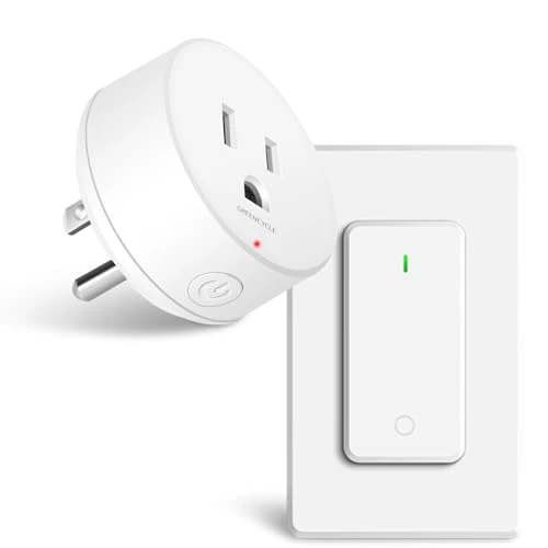 WiFi Smart Outlet Plug with Remote, Wall Switch, Compatible with Alexa and Google — Smart Plug, GREENCYCLE