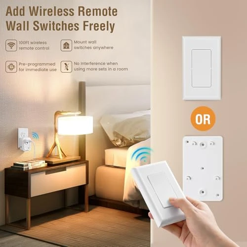 Wireless Wall Switch Remote Control Outlet Kit — Smart Plug, SURAIELEC
