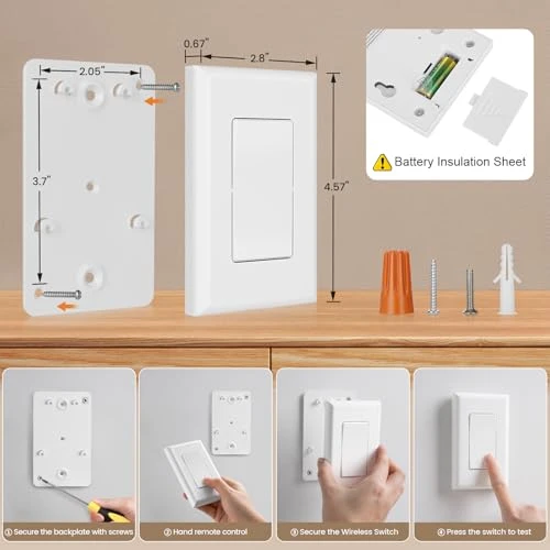 Wireless Wall Switch Remote Control Outlet Kit — Smart Plug, SURAIELEC