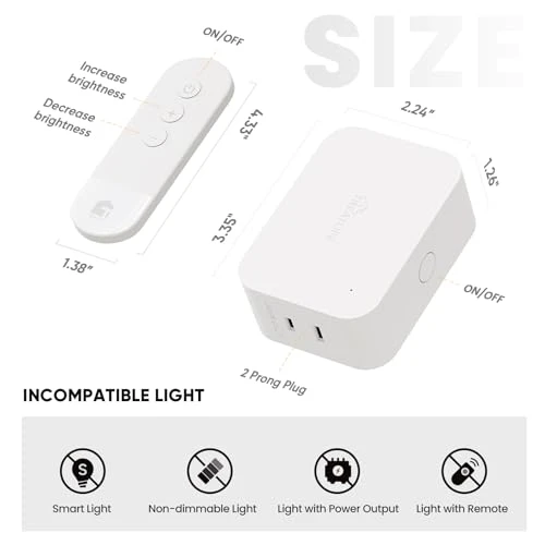 2 in 1 Dimmer Plug with Remote — Smart Plug, TREATLIFE