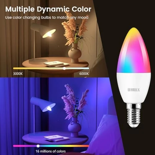 6-Pack E12 Smart Candelabra LED Light Bulbs — Smart Light Bulb, OHLUX