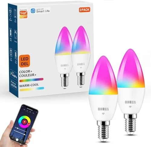 6-Pack E12 Smart Candelabra LED Light Bulbs — Smart Light Bulb, OHLUX