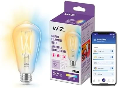 60W ST19 Tunable White Filament LED Smart Light Bulb — Smart Light Bulb, WiZ Connected