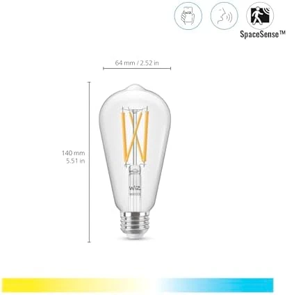 60W ST19 Tunable White Filament LED Smart Light Bulb — Smart Light Bulb, WiZ Connected