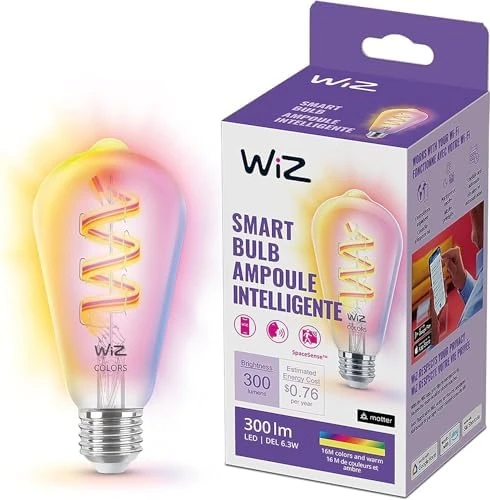 60W ST19 Tunable White Filament LED Smart Light Bulb — Smart Light Bulb, WiZ Connected