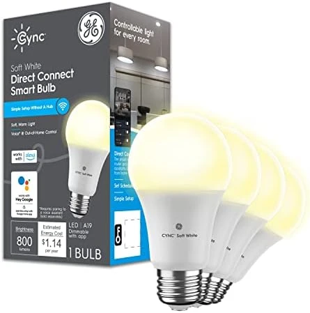 A19 Smart LED Light Bulbs, Soft White, Bluetooth and WiFi Light Bulbs, 60W Equivalent — Smart Light Bulb, Cync