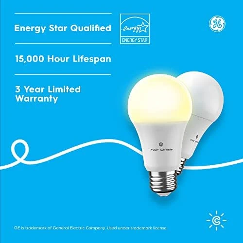 A19 Smart LED Light Bulbs, Soft White, Bluetooth and WiFi Light Bulbs, 60W Equivalent — Smart Light Bulb, Cync