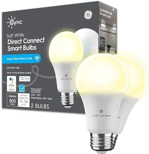 A19 Smart LED Light Bulbs, Soft White, Bluetooth and WiFi Light Bulbs, 60W Equivalent — Smart Light Bulb, Cync