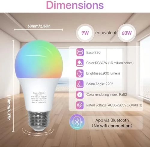 Bluetooth Smart Light Bulb A19 E26 — Smart Light Bulb, ORALUCE