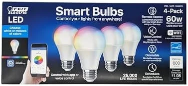 Color Changing Smart Light Bulb (4-Pack) — Smart Light Bulb, Feit Electric