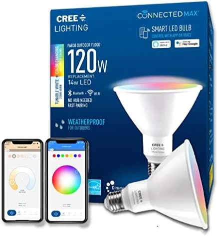 Connected Max Smart LED Bulb PAR38 Outdoor Flood Tunable White + Color Changing — Smart Light Bulb, Cree Lighting