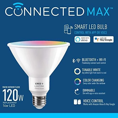Connected Max Smart LED Bulb PAR38 Outdoor Flood Tunable White + Color Changing — Smart Light Bulb, Cree Lighting