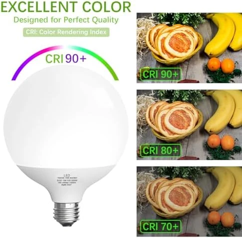 LED Light Bulb, G120 Globe Bulb, 15W Globe Light Bulbs, Daylight 5000k Non-Dimmable, E26 Base Large Decorative Lamp,... — Smart Light Bulb, Jardhom