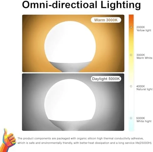 LED Light Bulb, G120 Globe Bulb, 15W Globe Light Bulbs, Daylight 5000k Non-Dimmable, E26 Base Large Decorative Lamp,... — Smart Light Bulb, Jardhom