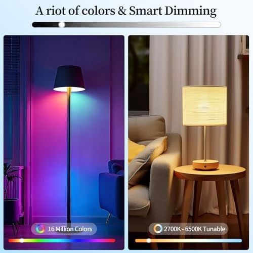 LED Smart Light Bulbs, Color Changing Dimmable & Timing Smart WiFi and Bluetooth Bulb, 4 Pack — Smart Light Bulb, Meliya