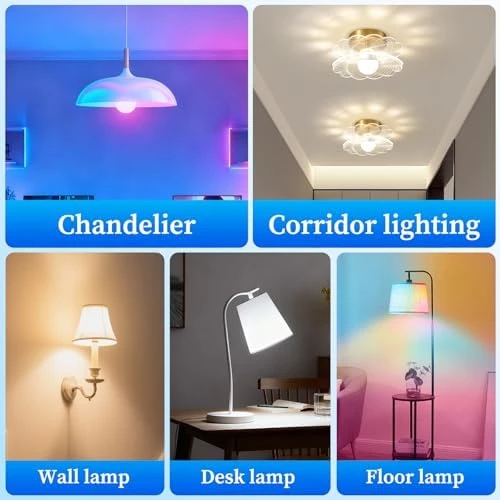 LED Smart Light Bulbs, Color Changing Dimmable & Timing Smart WiFi and Bluetooth Bulb, 4 Pack — Smart Light Bulb, Meliya