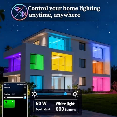 LED Smart Light Bulbs, Color Changing Dimmable & Timing Smart WiFi and Bluetooth Bulb, 4 Pack — Smart Light Bulb, Meliya