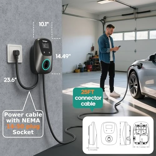 Level 2 EV Charger with WiFi & Plug-Play, 48A — EV Charger, NexCyber