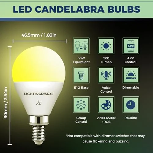 Matter E12 Smart Light Bulbs — Smart Light Bulb, Lightinginside